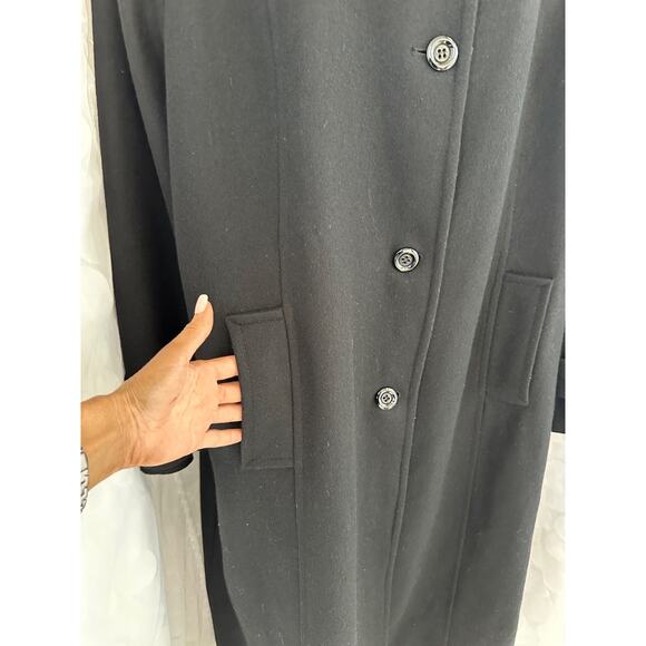 Vintage 90's Womens 24 W Extra LONG black wool maxi coat Jones New York classic - Picture 5 of 12